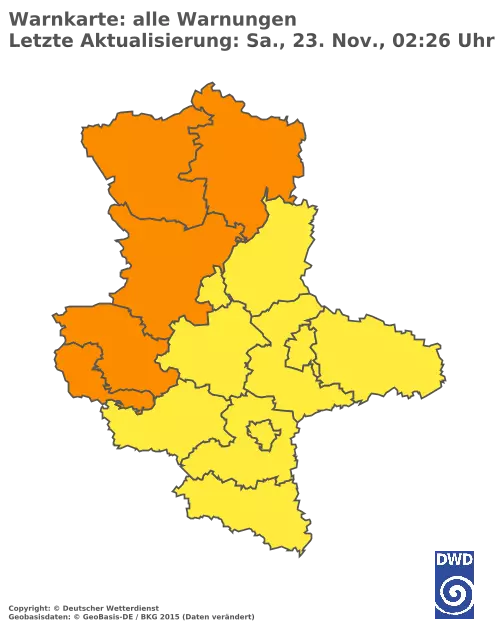 Aktuelle Wetterwarnungen für  Mansfeld-Südharz