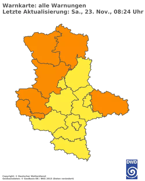 Aktuelle Wetterwarnungen für  Mansfeld-Südharz