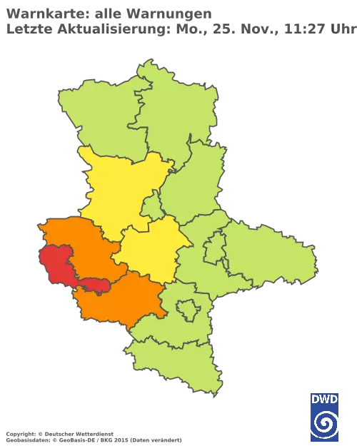 Aktuelle Wetterwarnungen für  Mansfeld-Südharz