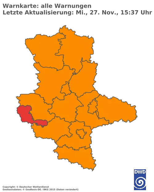 Aktuelle Wetterwarnungen für  Mansfeld-Südharz